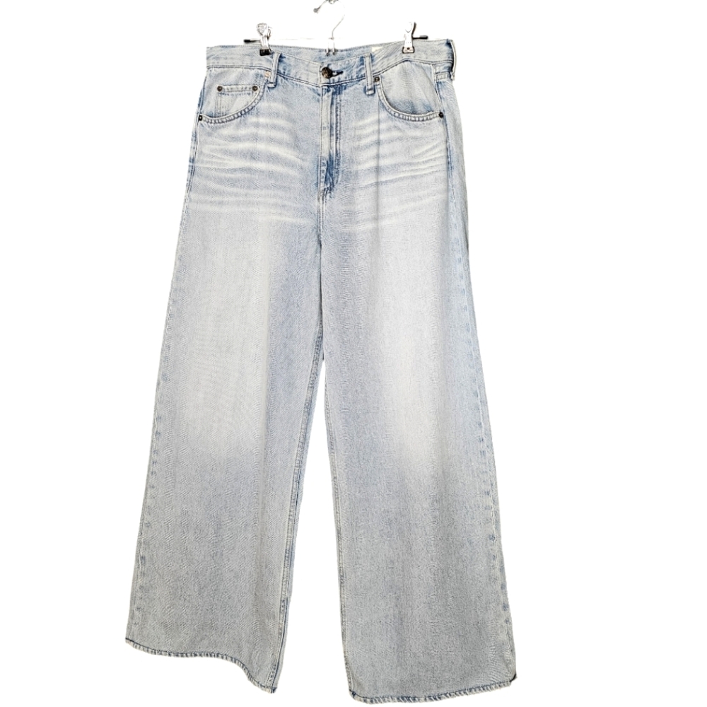 Rag & Bone Sofie High Rise Ulta Wide Leg Light Wash Zip 5 Pocket Jeans Sz31